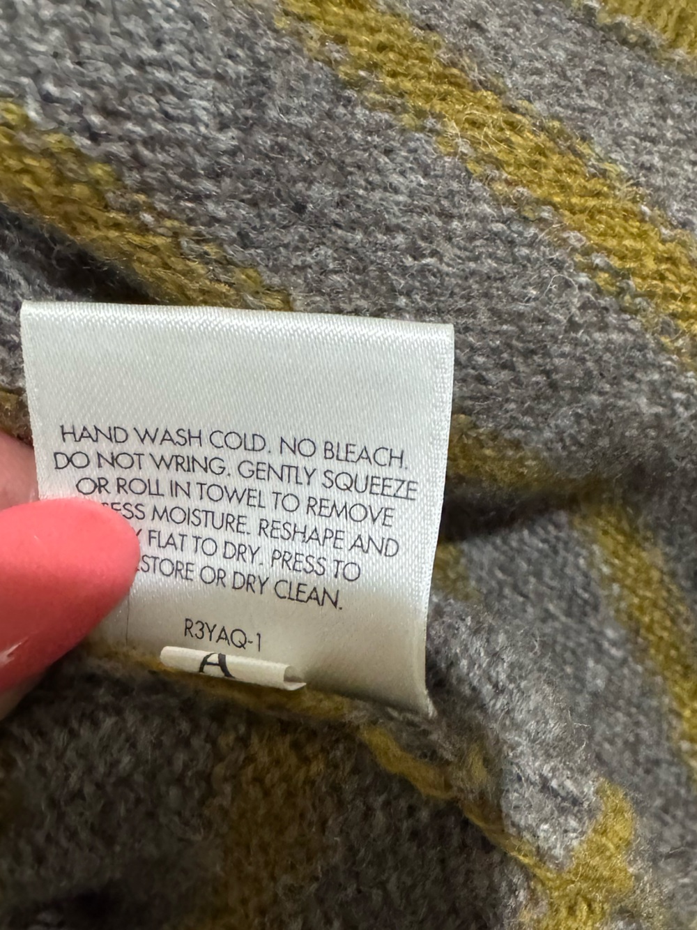 Eileen Fisher Gray and Mustard Striped Scoop-Neck yak & wool Sweater size L - Picture 7 of 12